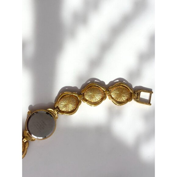 Gem Time Mother of Pearl Gold Toned Rhinestone Vintage Wristwatch 22mm - WORKS! - Picture 7 of 10